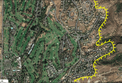Map marking flammable material areas for the fuel break:  Westgate, Burning Tree, St. Andrews