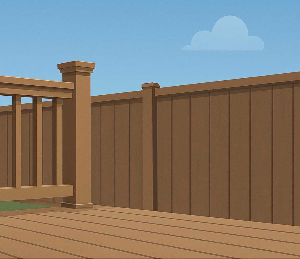 graphic illustration of deck with fencing